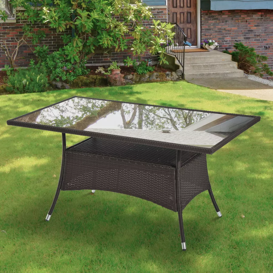 Outsunny Gartentisch mit zusätzlichem Stauraum kaffeebraun