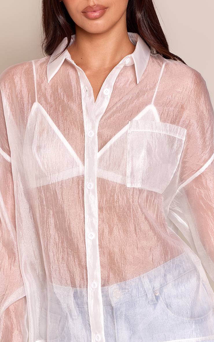 Blanc Chemise Oversize En Organza