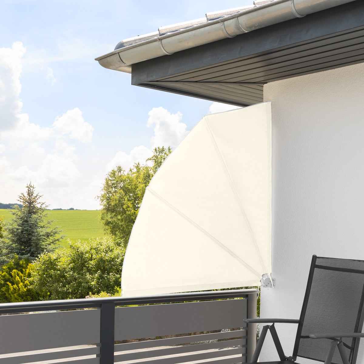 Balkonventilator tectake staal en polyester 140 x 7,5 x 140 cm