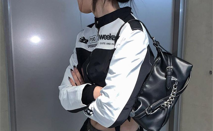 SisLinda - Lettering Crop Zip Jacket
