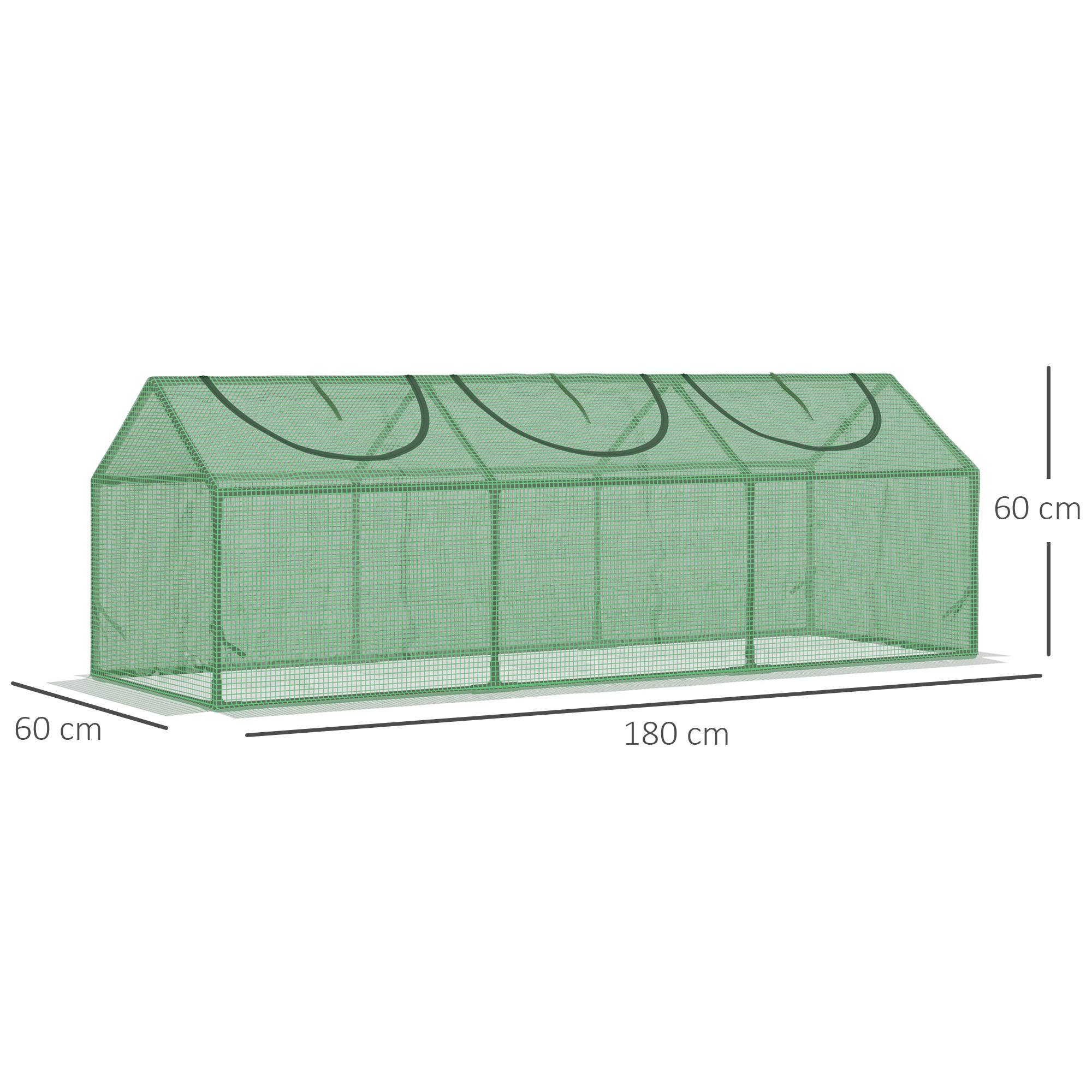 Estufa Outsunny Terrace 180x60x60 cm em aço para jardim com 3 janelas de enrolar, ideal para cultivo de plantas, vegetais, flores e muito mais.