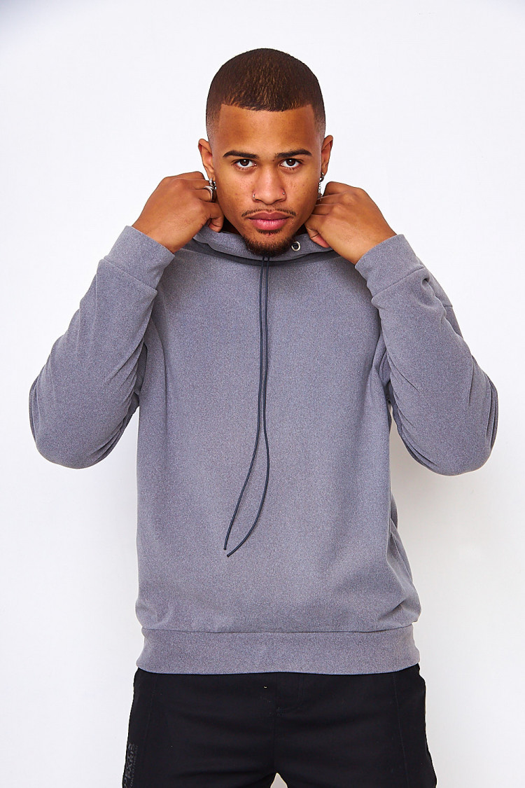 Pull en velours gris col ajustable