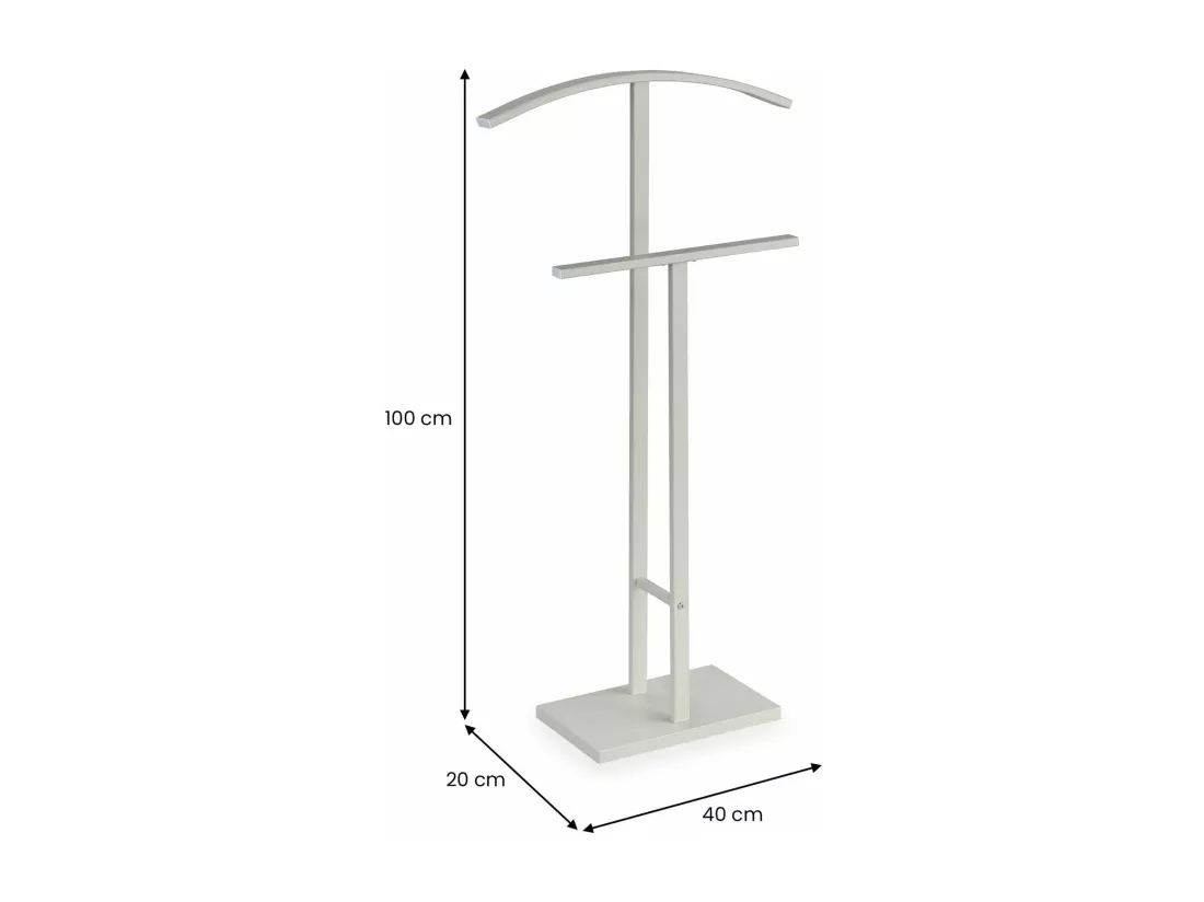 Valet de chambre SCOTT H 100 cm en métal beige porte-vêtements avec un cintre pour veste et un portant pour pantalon