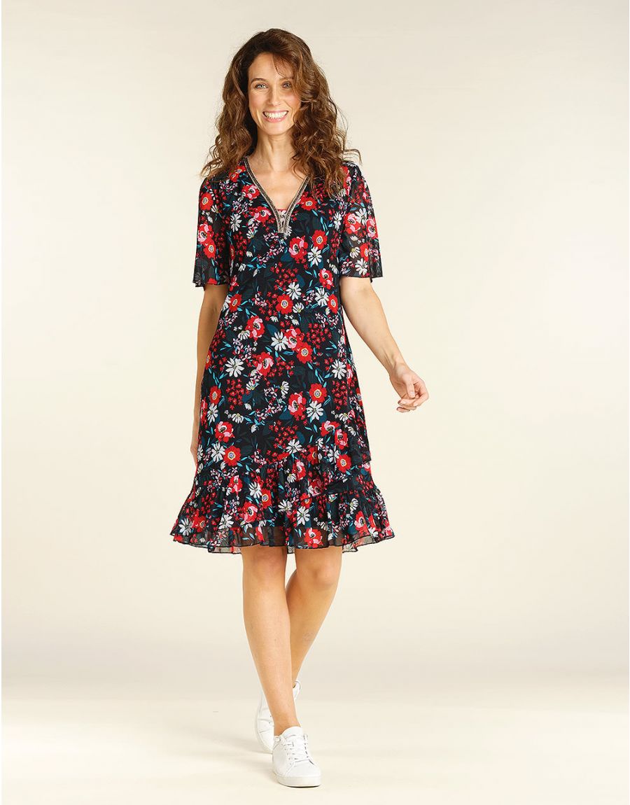 Robe à fleurs résille