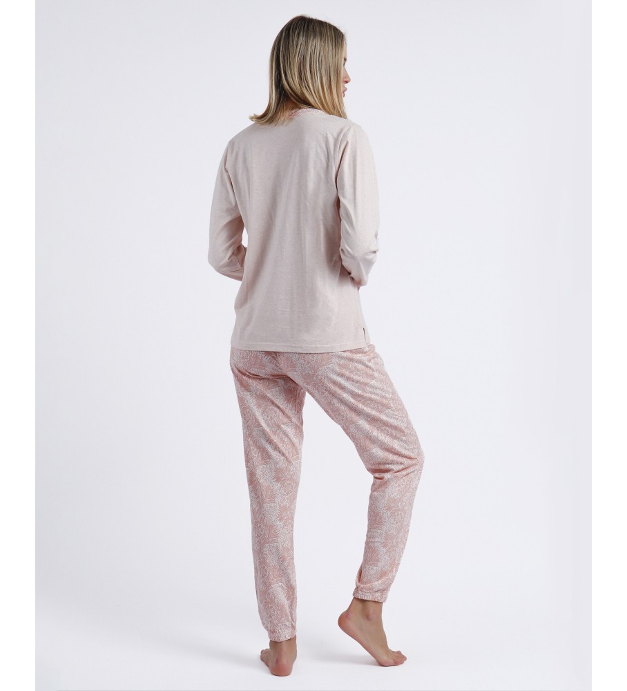 Pijama Admas Tapeta Manga Larga Soft Coral Estilo laranja
