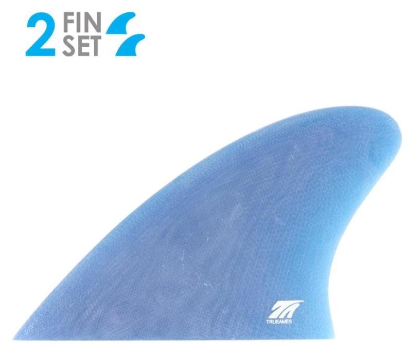 True Ames Fins Twin - Glass On - Hobie Fish Keel - Solid Fiberglass Blue