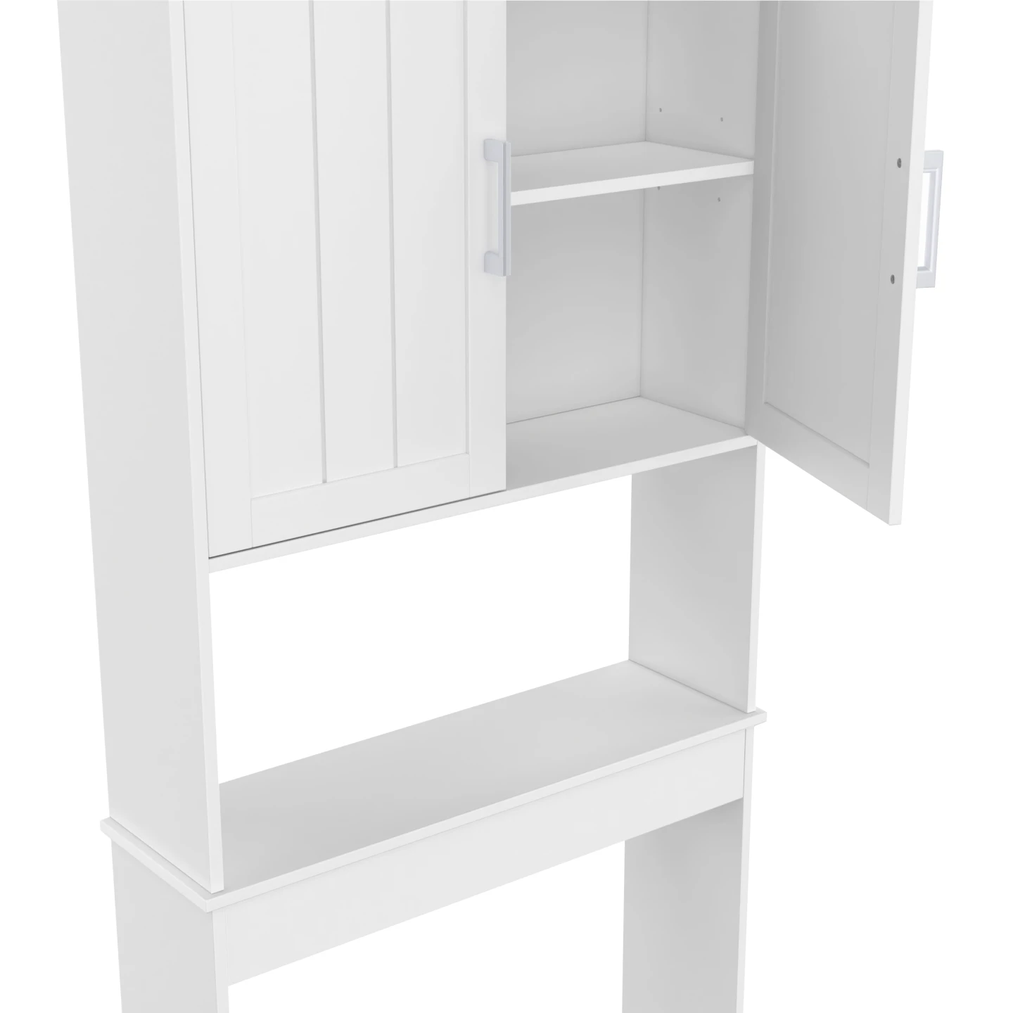 Meuble étagère dessus WC WALDO placard bois blanc
