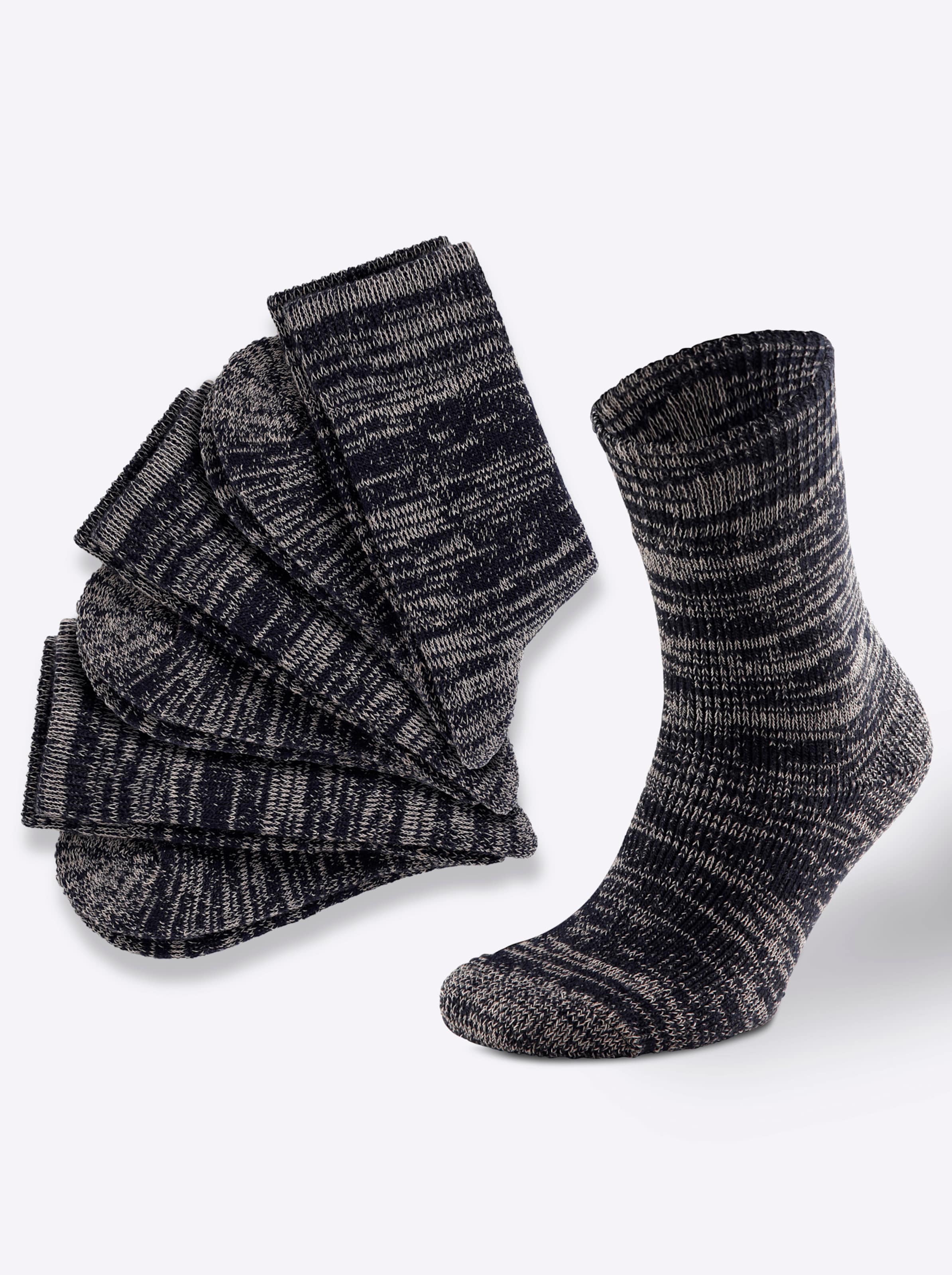 wäschepur Socken in marine-beige-meliert