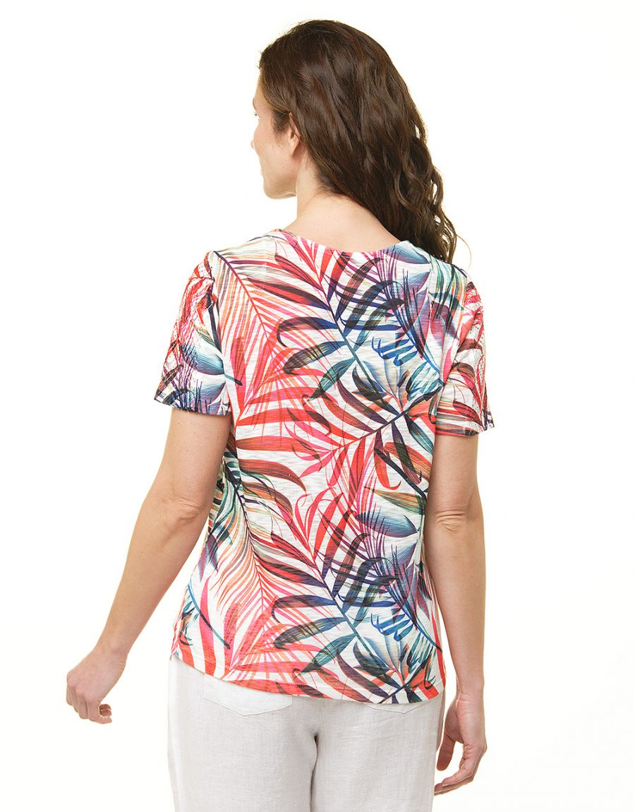 T-shirt blanc palmiers