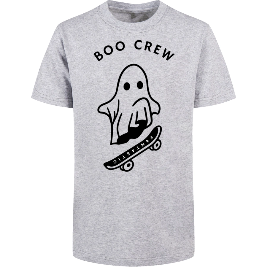 F4NT4STIC Basic Kids Tee Boo Crew Halloween heathergrey