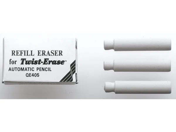 Viskelæder Pentel Twist Erase refill E10, hvid, pakke a 3 stk.