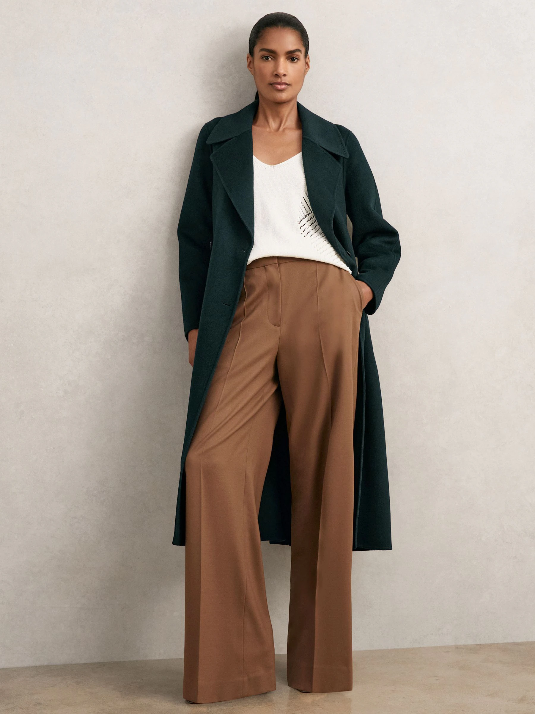 Groen - Reiss Rene Double-Breasted Blindseam Coat Wool-Blend