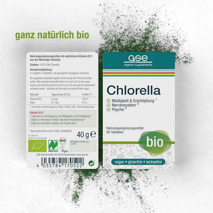 Chlorella 500 mg Bio Naturland Tabletten, 80 St