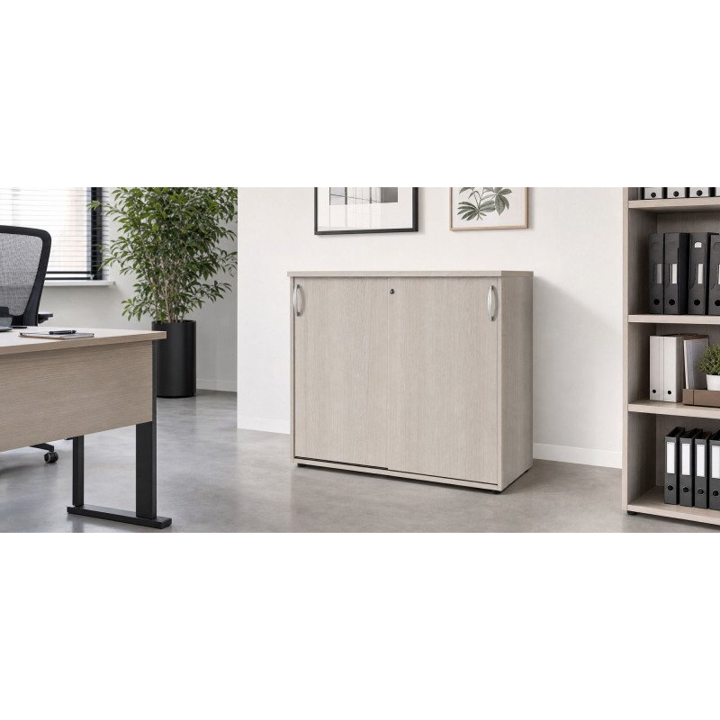 Armoire comptoir bois portes coulissantes H 104 x L 120 cm Excellens / Arko