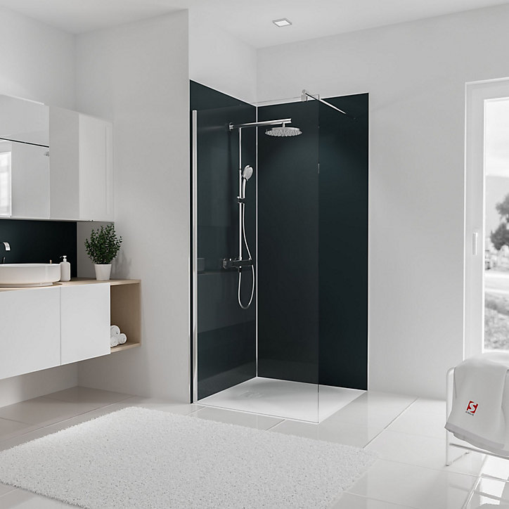 Lot de 2 panneaux muraux salle de bains 90 x 210 cm, Schulte DécoDesign Couleur, anthracite