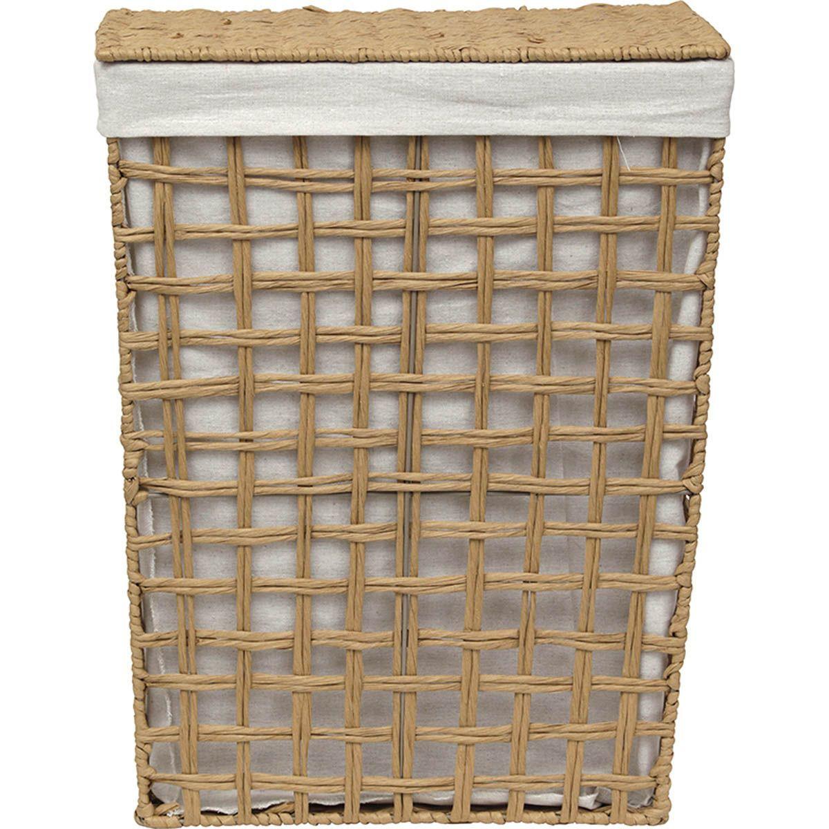PANIERE A LINGE TRESSE RECTANGLE 44X30.5X56CM NATUREL LIN