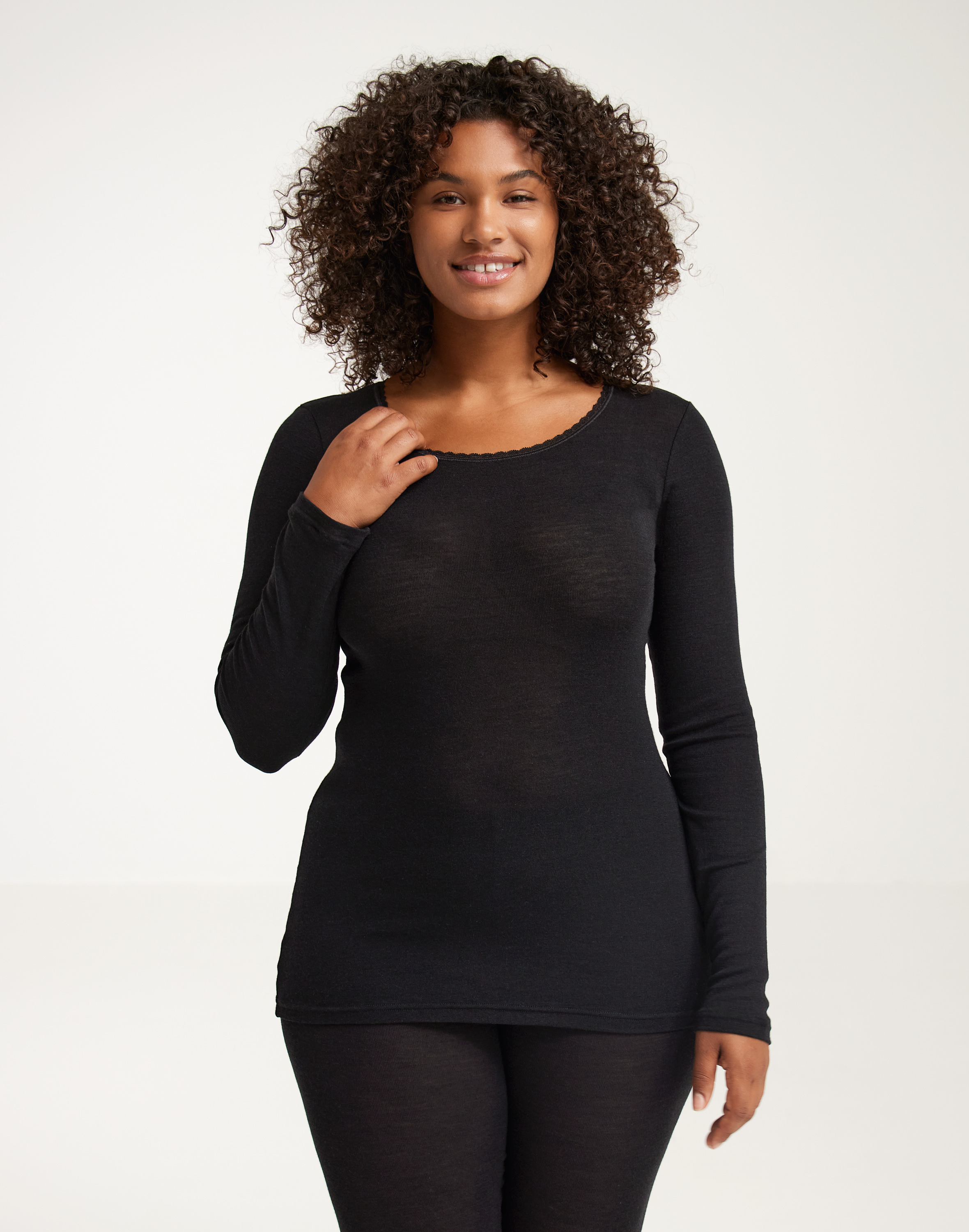 Shirt van merinowol/zijde voor dames in Natuur