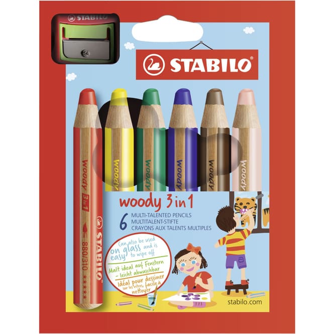 Multitalent-Stifte - Woody 3-in-1 - 6 Stück