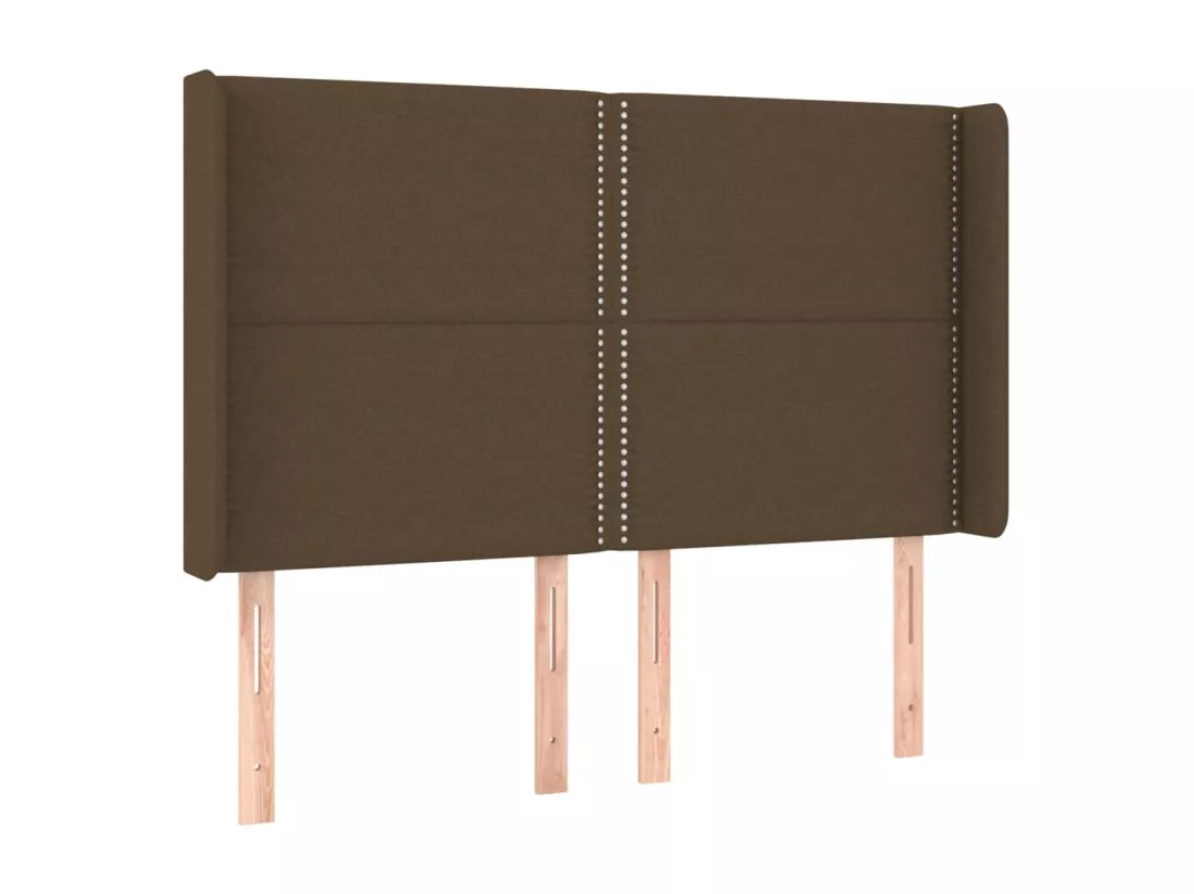 Sommier tapissier matelas et LED Marron foncé 140x190 cm Tissu