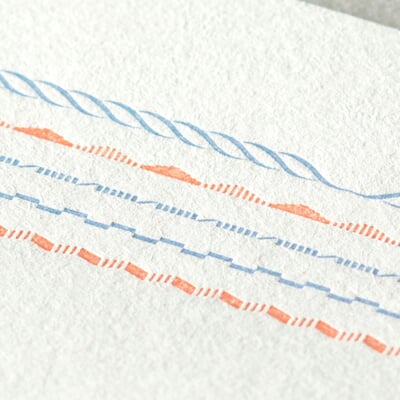 Briefpapier Letterpress, blau-orange