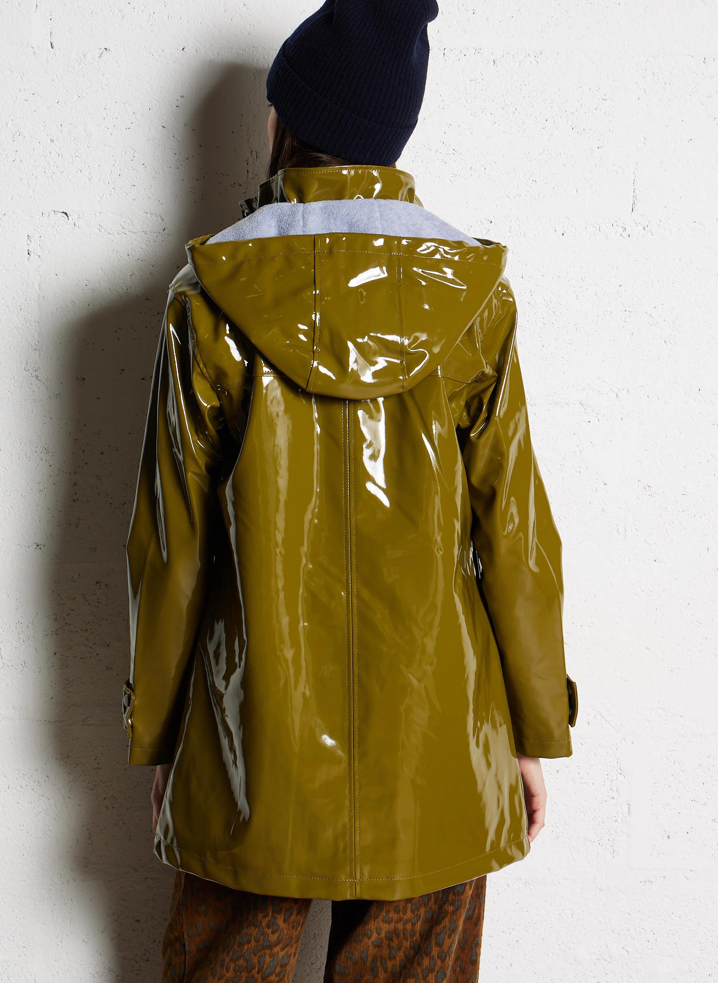 MAÉ - Imperméable à capuche vernis | Vert