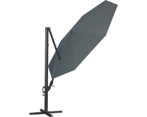 Soluna Orléans zweefparasol, Ø 300 cm, rond, donkergrijs, inclusief kruisvoet.