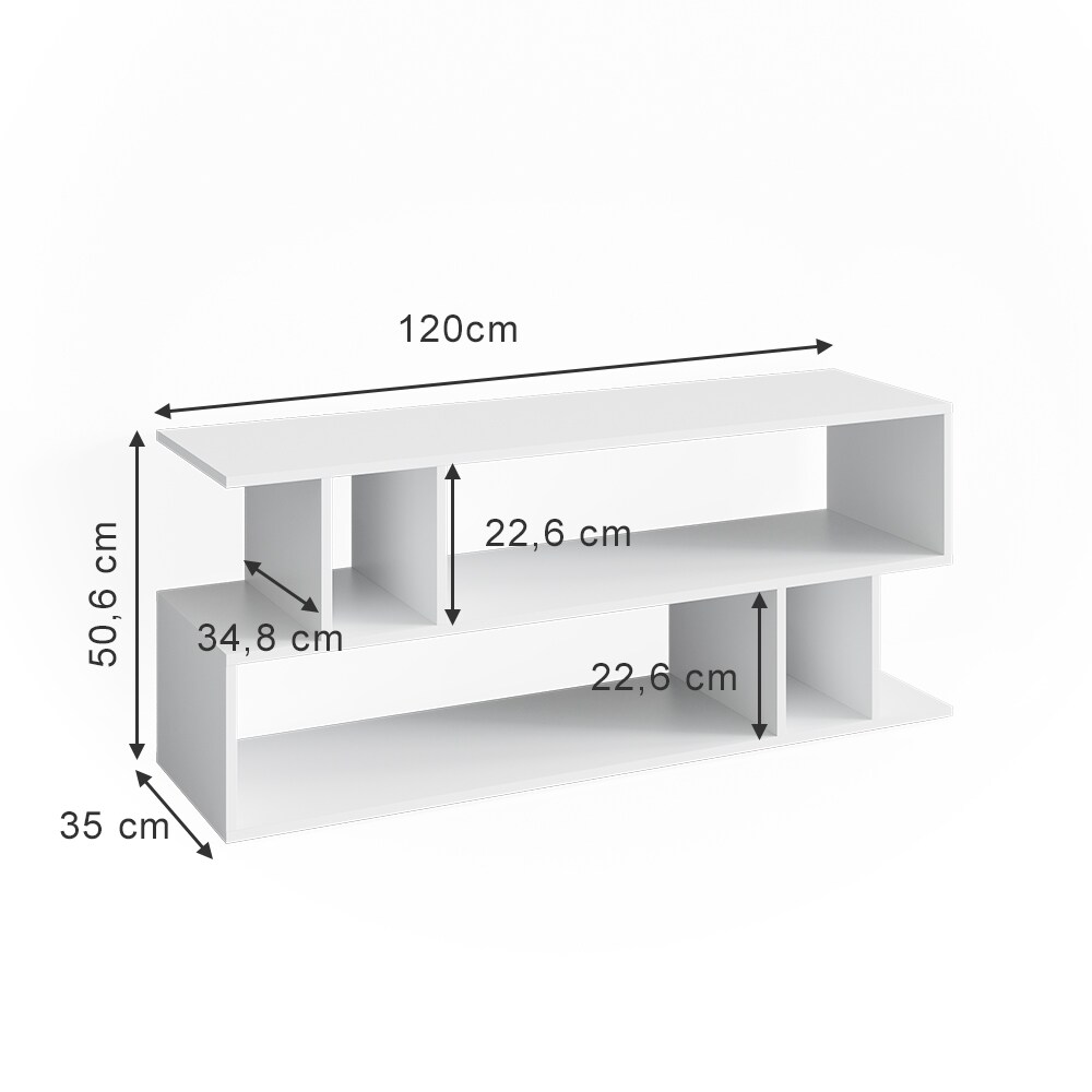 Vicco TV-Regal Fernsehregal Wohnzimmeregal Karel Weiß Lowboard TV-Tisch Ablage