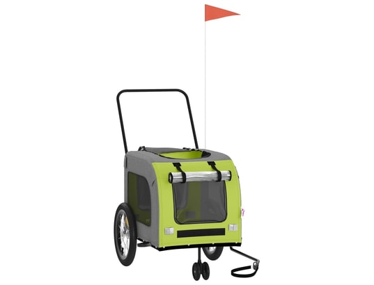 VIDAXL - Remorque de vélo pour chien vert et gris tissu oxford et fer