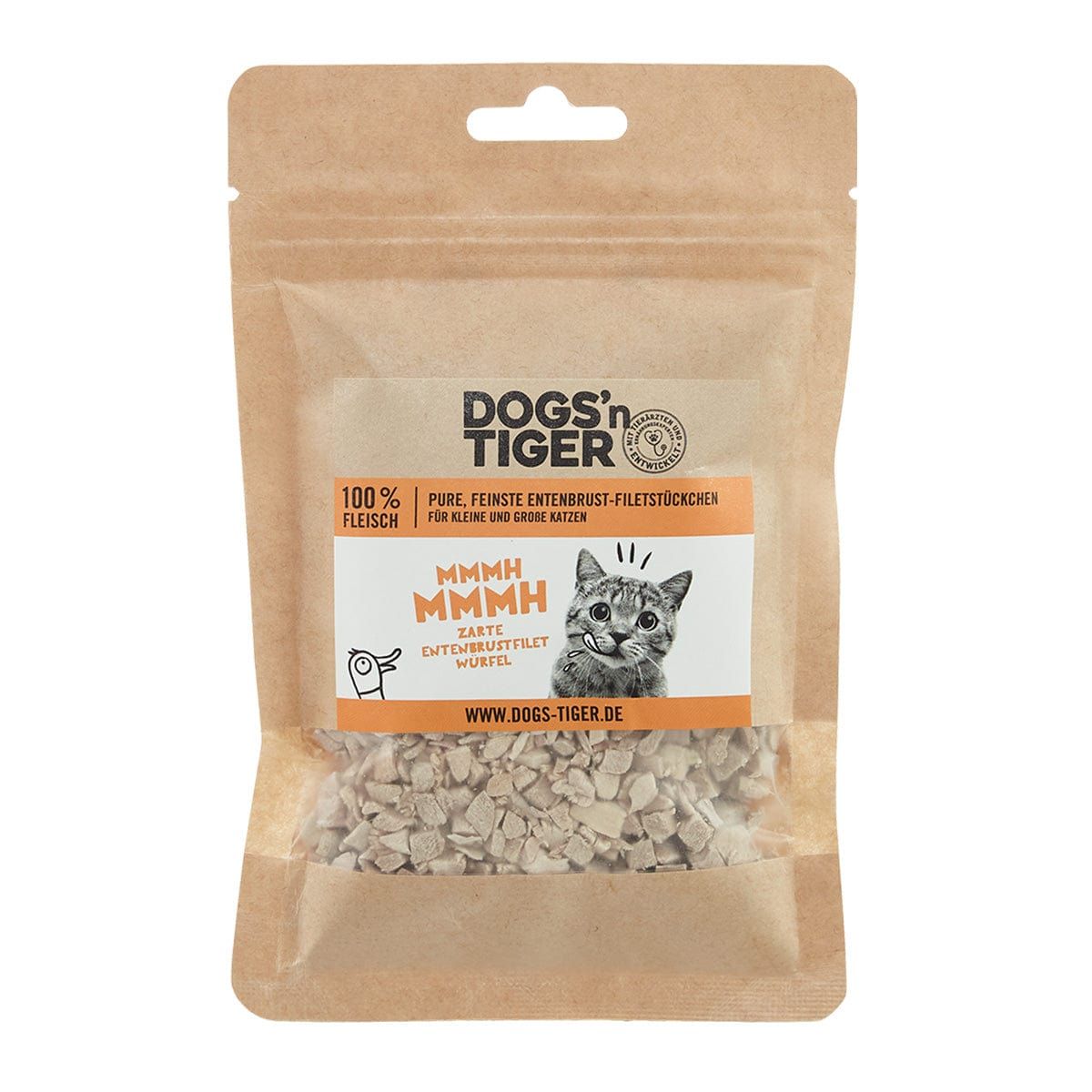Dogs’n Tiger Adult Katzen Snacks Mmmh mmmh, Leckerlies, 100% Entenbrustfilet