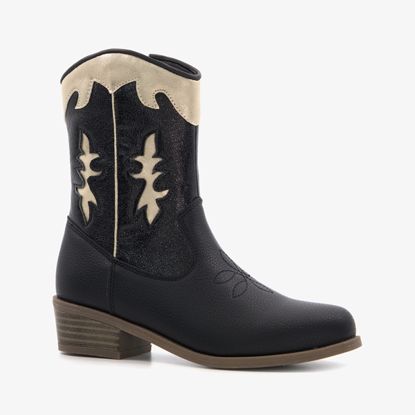 Blue Box meisjes cowboy western boots zwart/goud