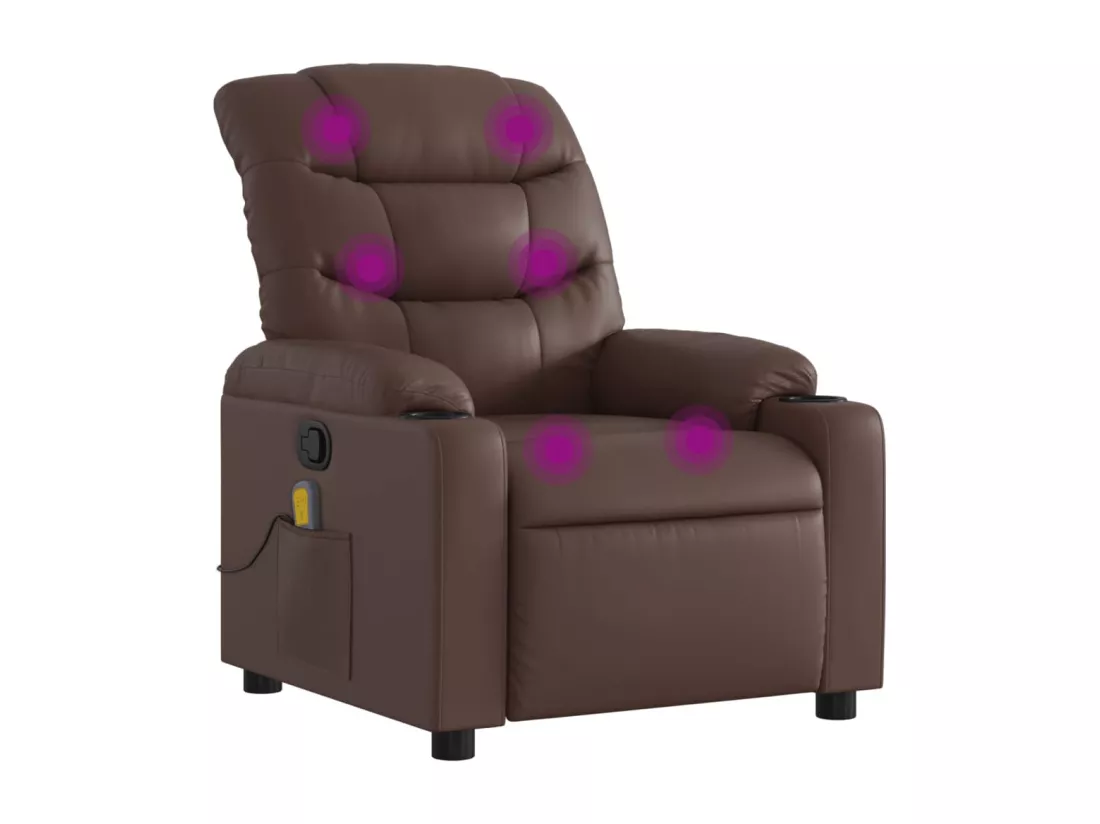 Fauteuil massant inclinable Marron Similicuir