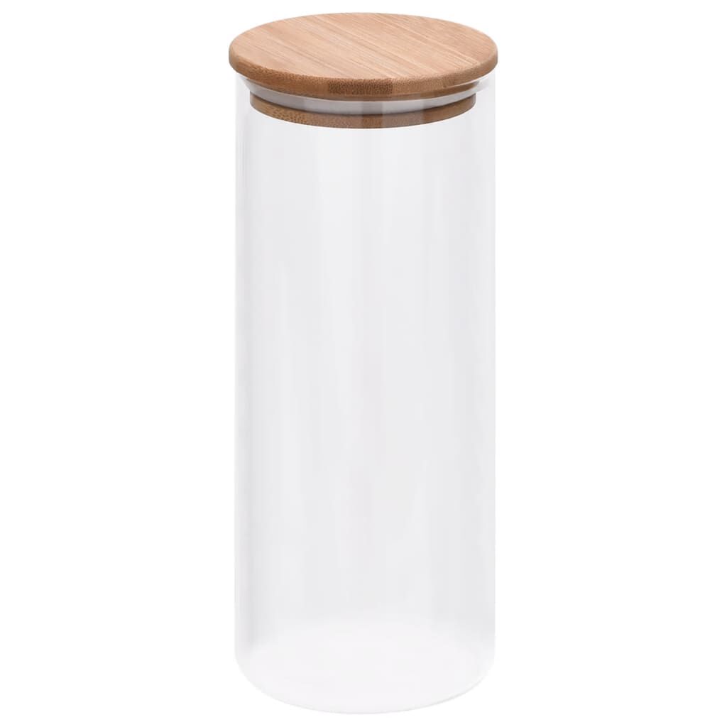 vidaXL Glazen potten met bamboe deksel, 6 stuks, 1000 ml