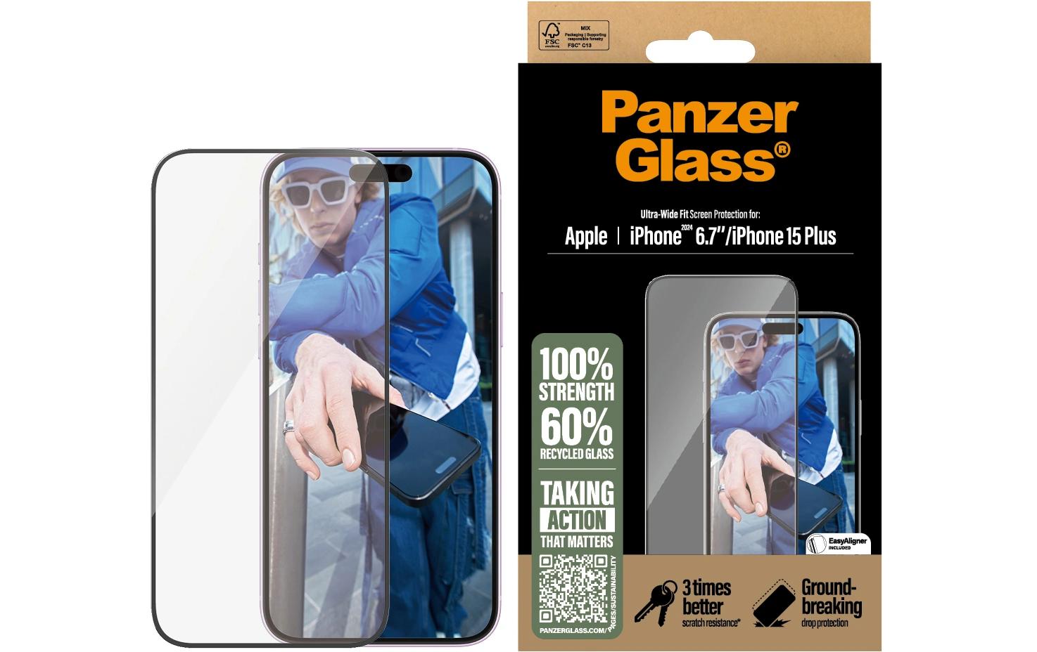Displayschutz Ultra Wide Fit iPhone 15 Plus/16 PlusDisplay-Schutzfolie für das Apple iPhone 15 Plus/iPhone 16 Plus