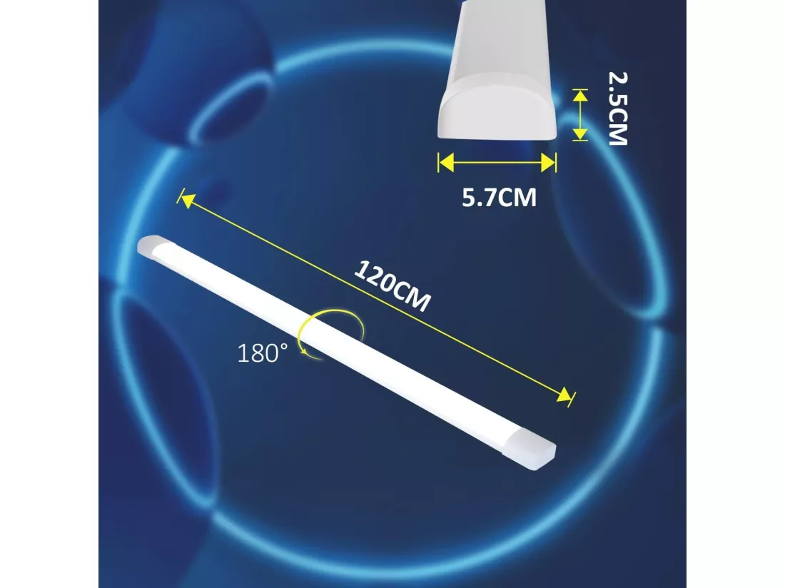 NETTLIFE Plafonnier LED 120 CM 36W tube lumière pour pièce humide 4000K lampe de cave blanc neutre angle de faisceau long 180°