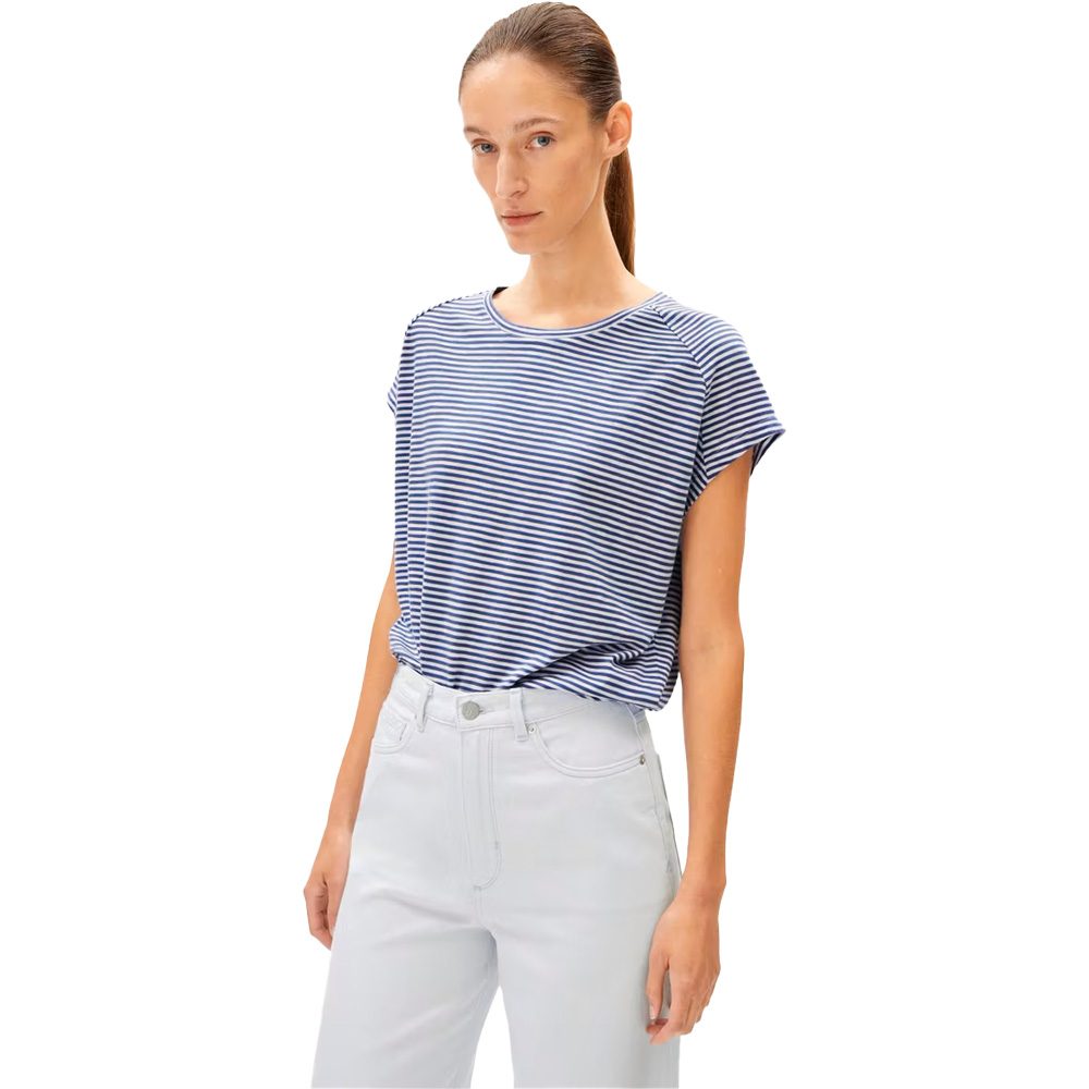 Armedangels Oneliaa Lovely Stripes T-Shirt Damen faded indigo-oatmilk