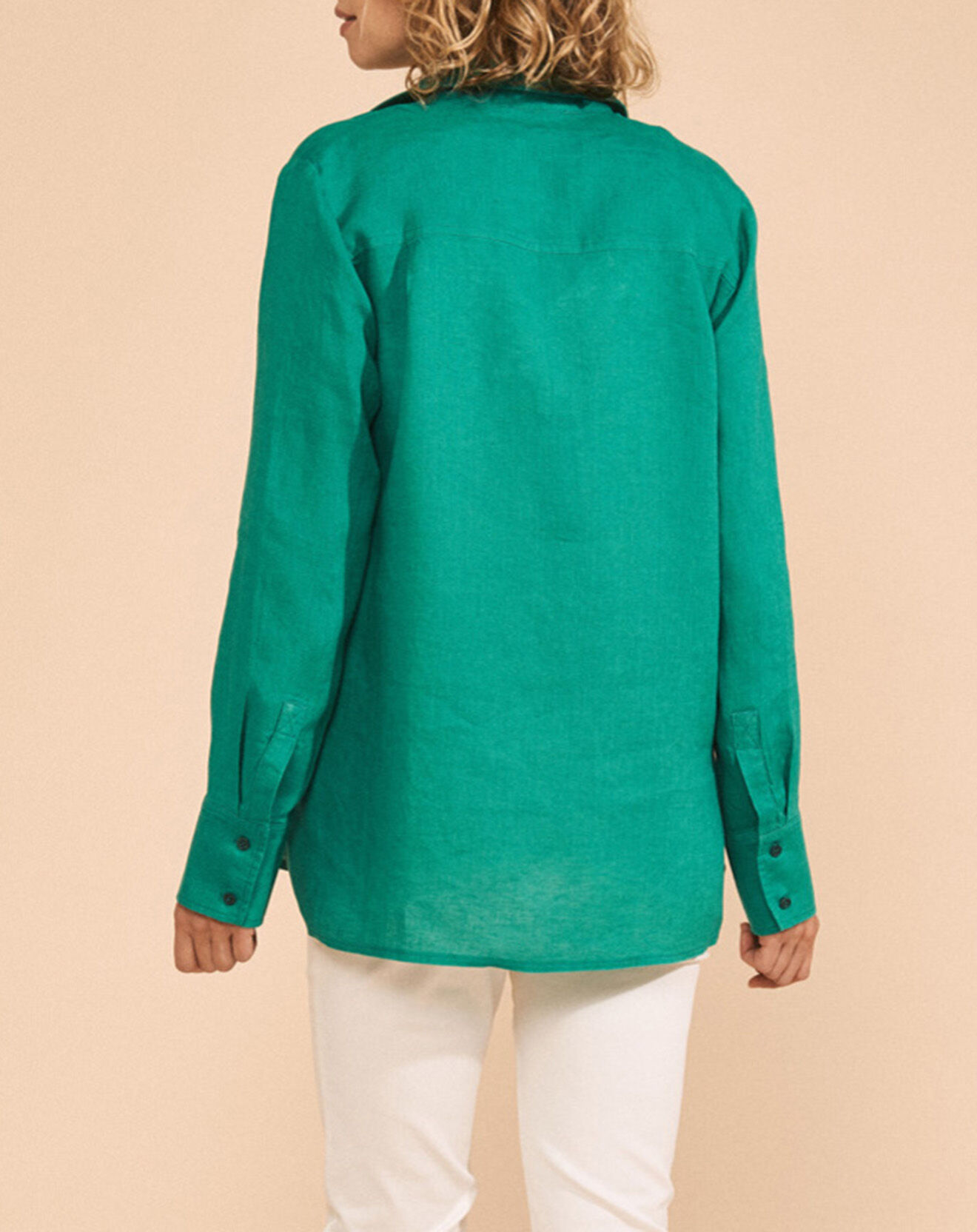Devernois Chemise 100% Lin Cipriano vert eucalyptus