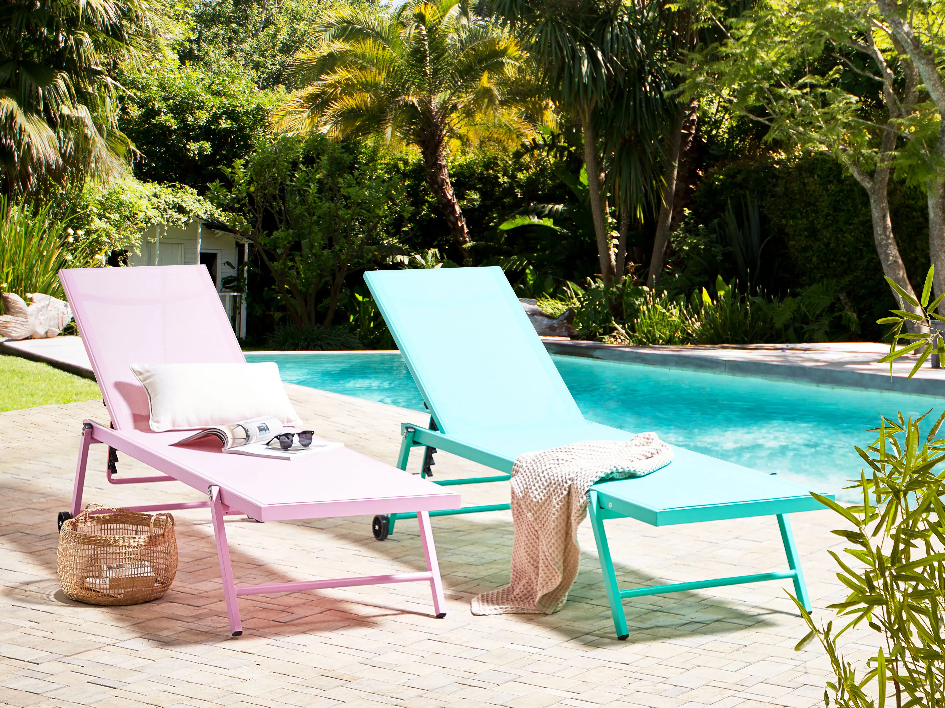 Ligstoel PORTOFINO achteroververstelbaar Metaal Roze