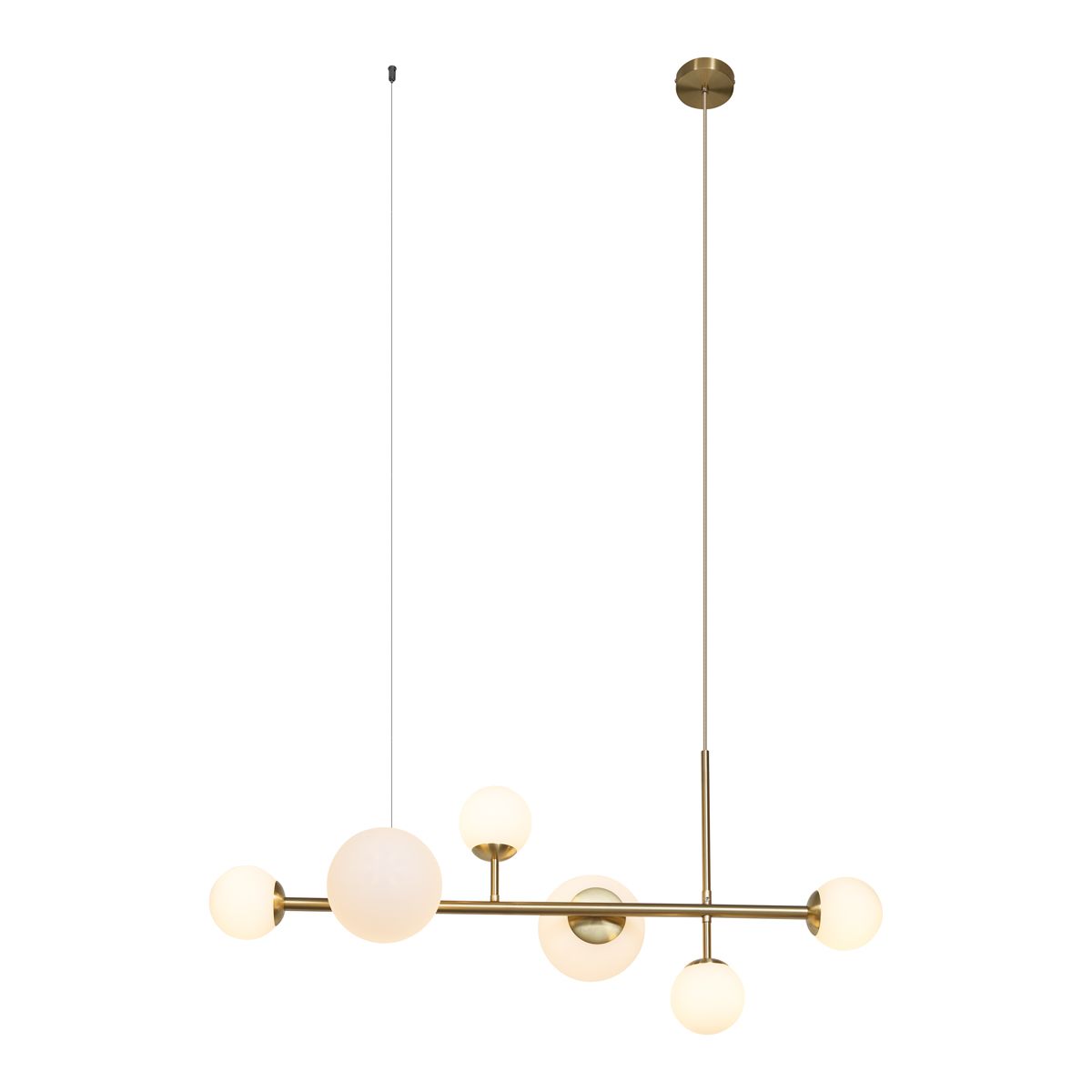 Hotel Chique hanglamp goud met opaal wit glas 6-lichts - Monaco