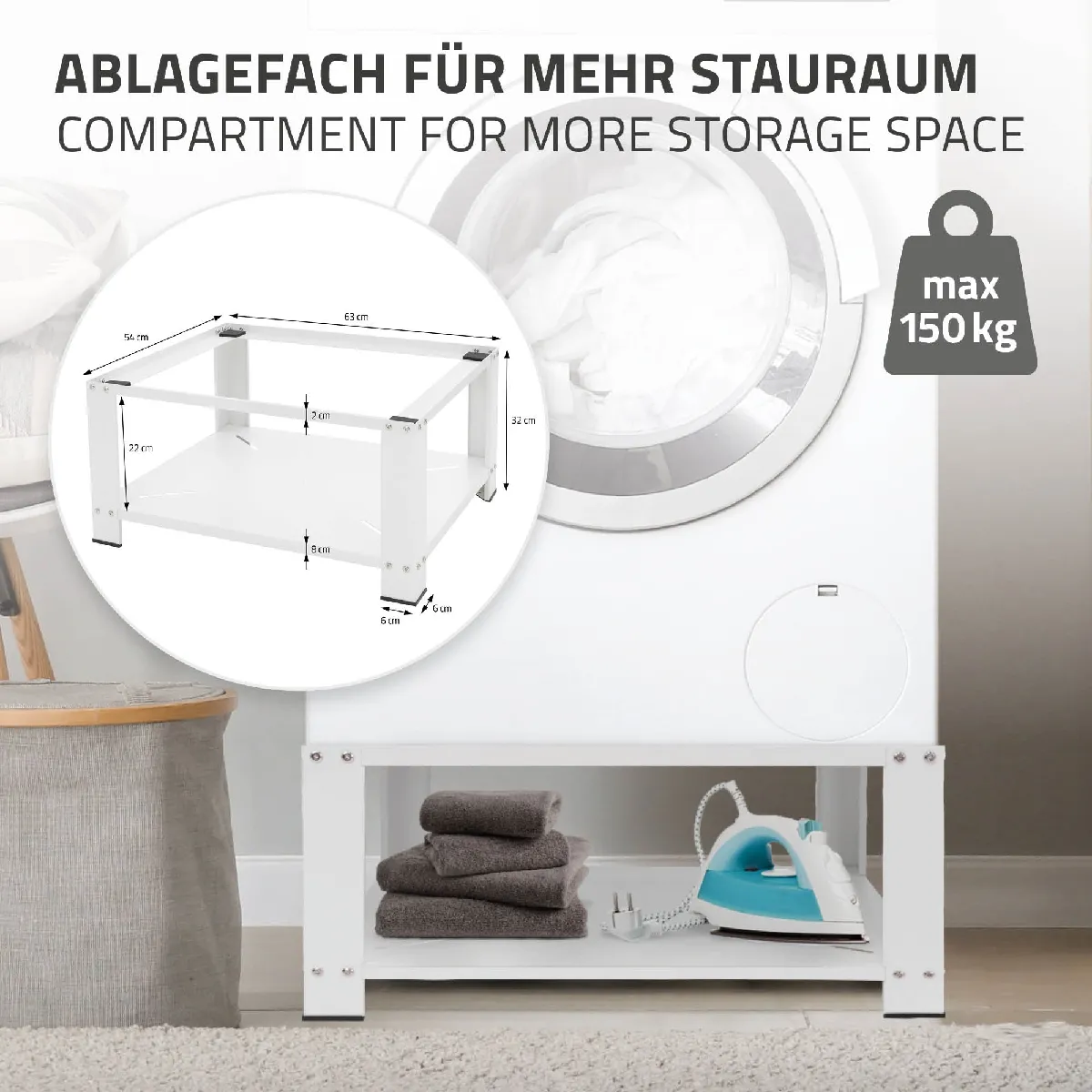 ML-Design Socle Machine à Laver Blanc