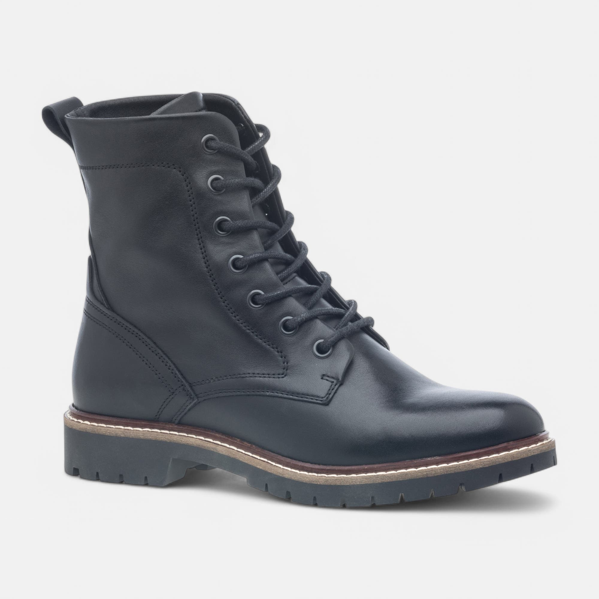 Bottines à lacets Femme en cuir noir