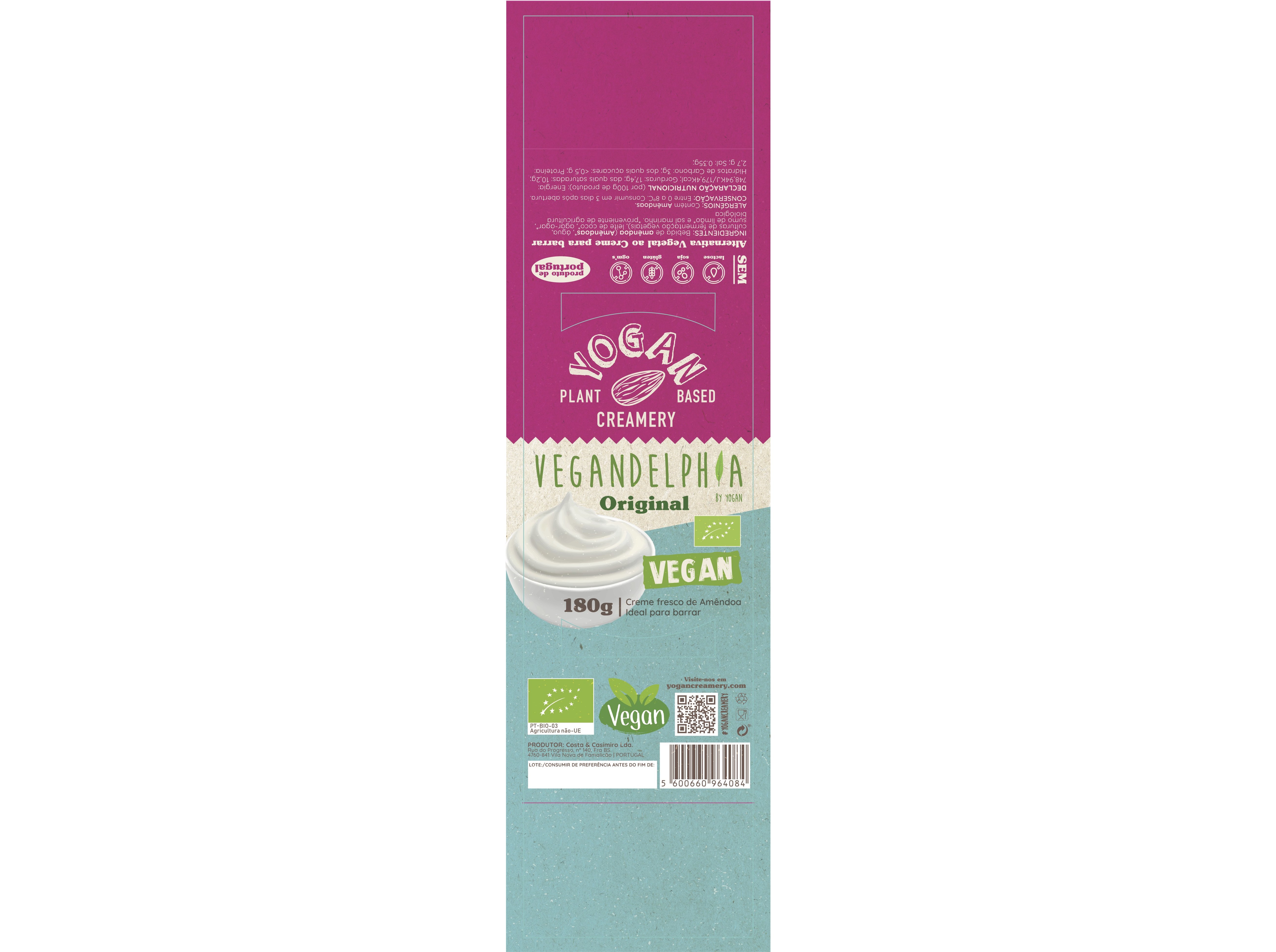 CREME YOGAN VEGAN DE AMÊNDOA SEM LACTOSE BIO 180G