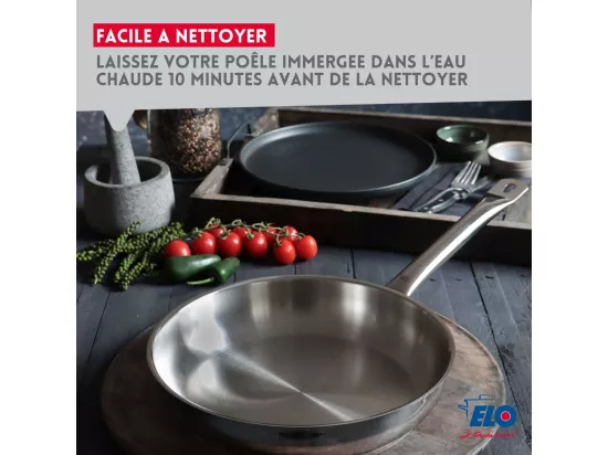 Lot de 2 poêles inox de 24 cm et 28 cm Elo Profi Therm