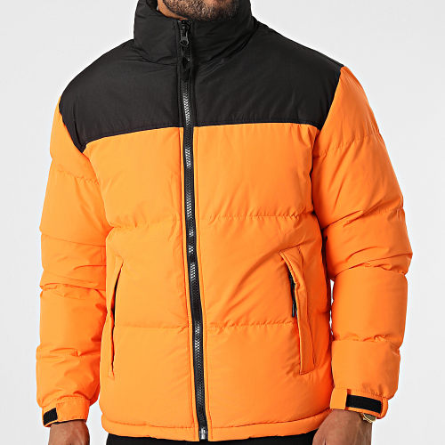 Doudoune Capuche Orange Noir