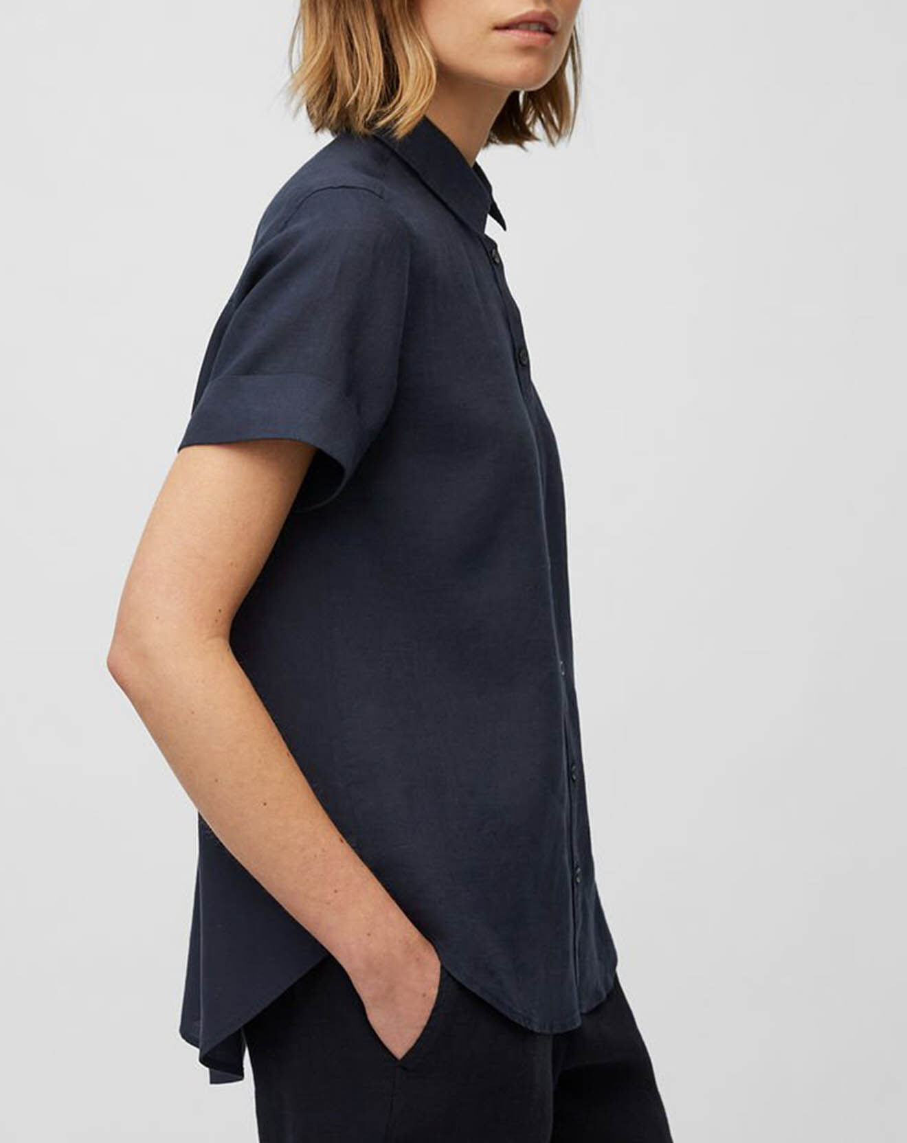 Marc O'Polo Chemise 100% Lin Zahia bleu marine