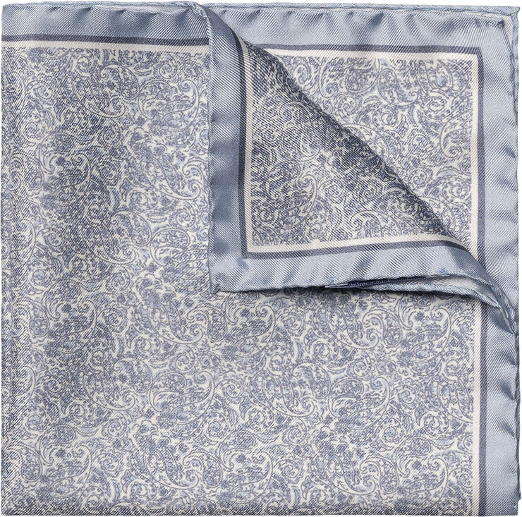 ETON Light Blue Paisley Silk Pocket Square Blå