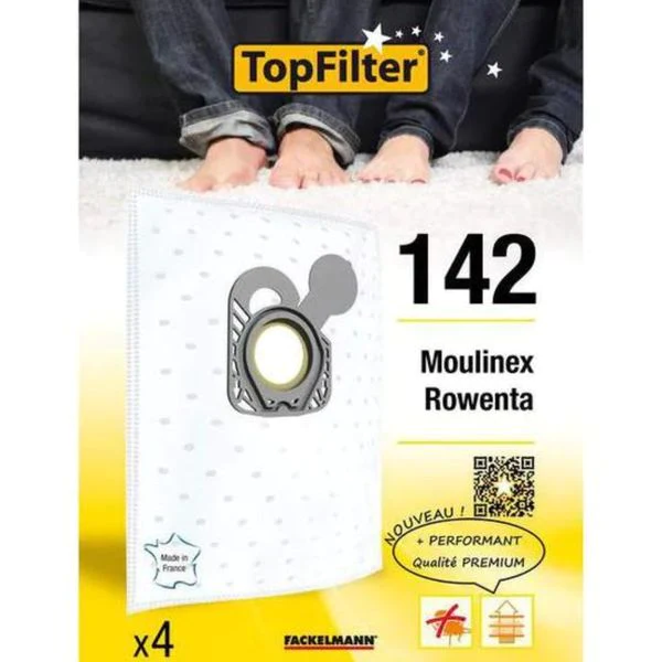 Lot de 4 sacs aspirateur Rowenta et Moulinex Premium TopFilter