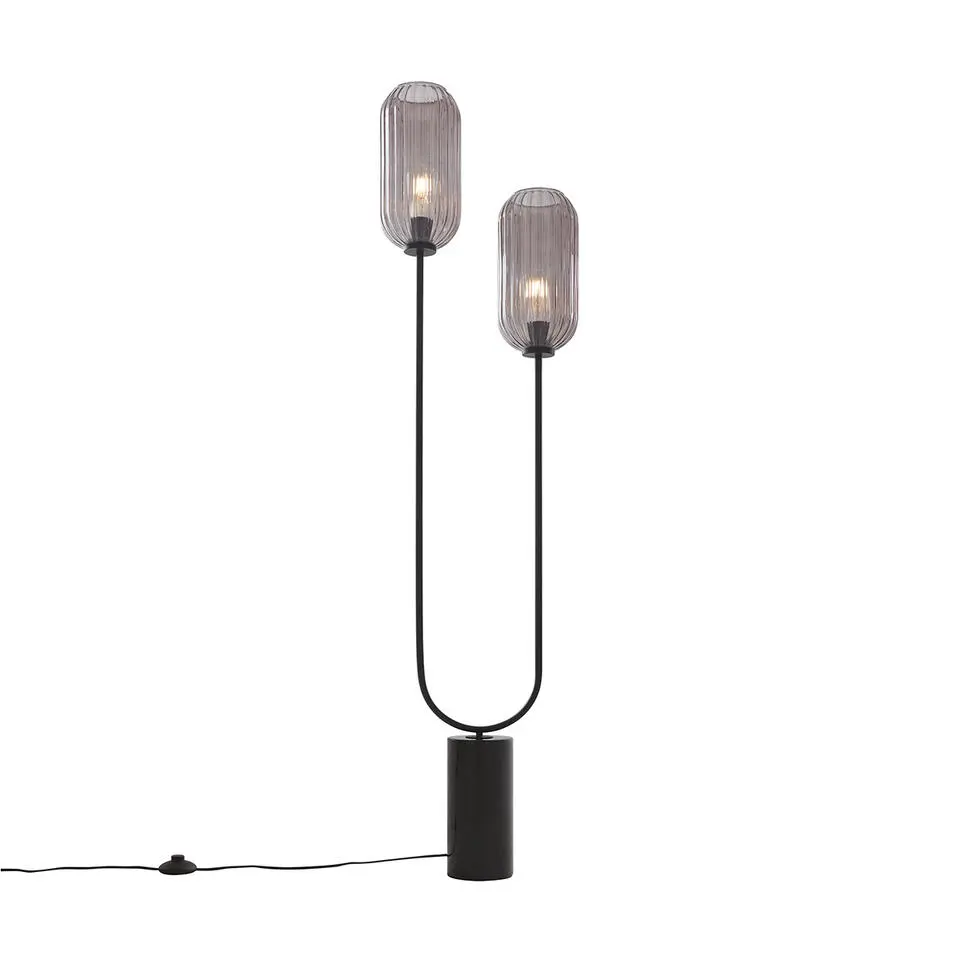 Qazqa vloerlampen rid zwart e27