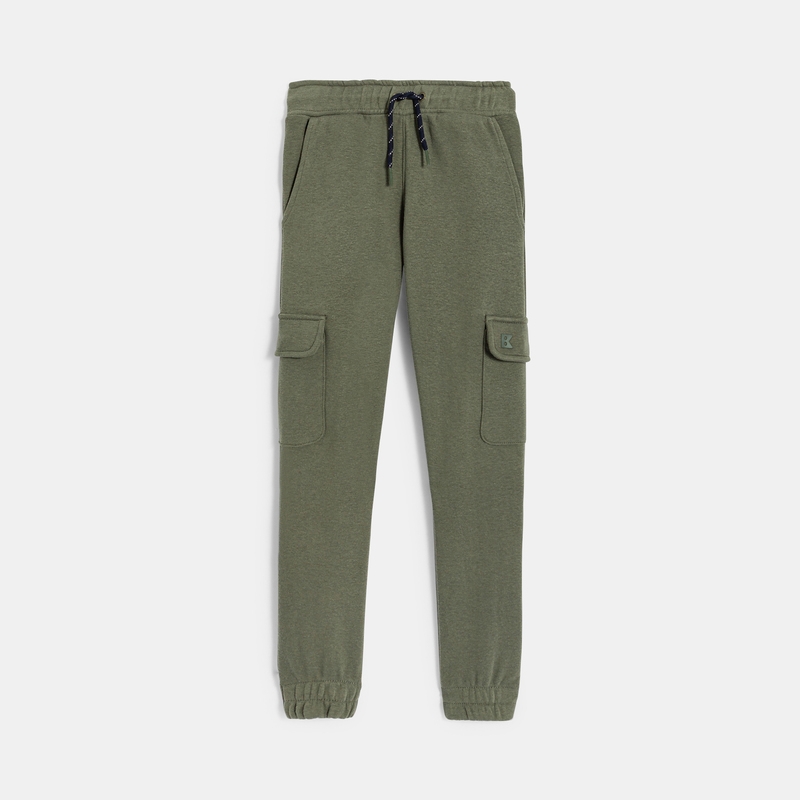 Jogging uni à poches cargo vert garçon