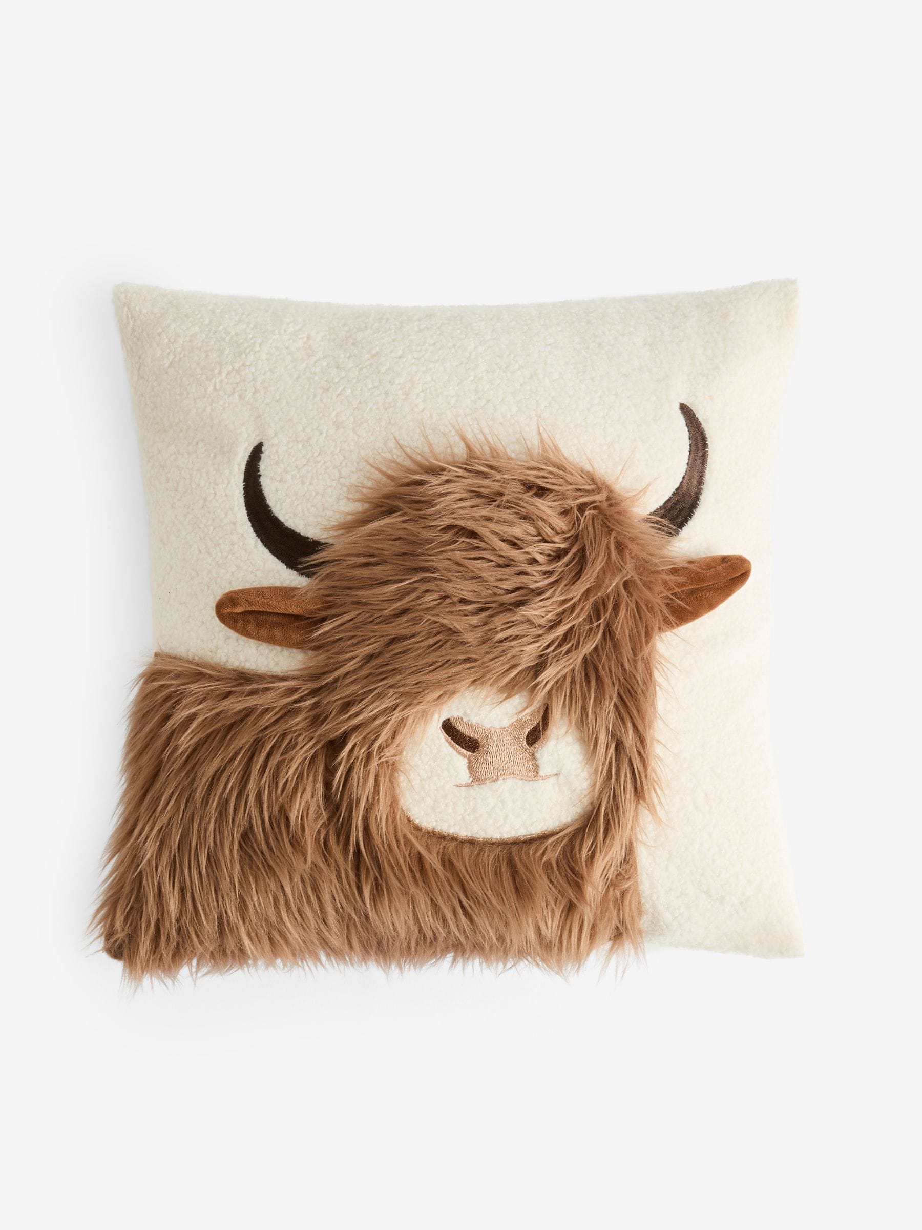 43 x 43cm Hamish The Highland Cow kussen van textuur imitatiebont