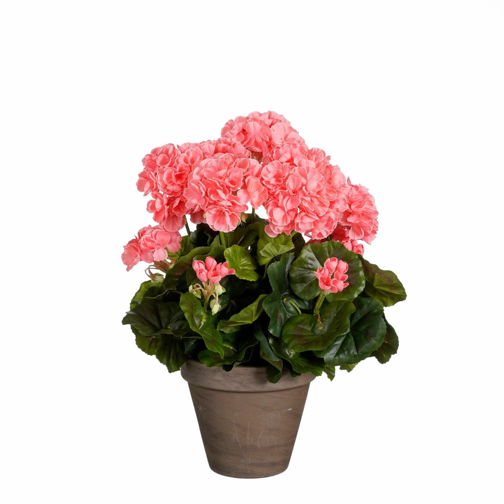 Mica decorations plante artificielle geranium - 27x27x41 cm - pe - saumon
